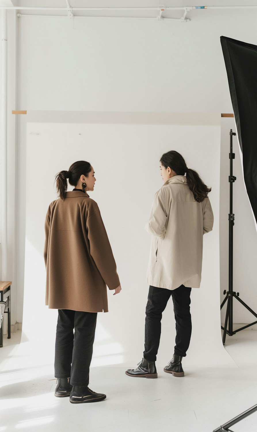 Illustrative image of two people recording an interview in a studio